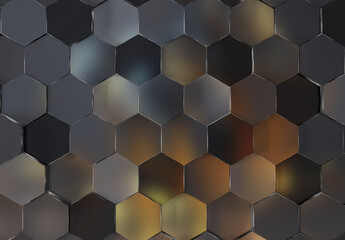 Grey and gradient glossy hexagons background pattern. Abstract hexagonal texture. 3D rendering - 786929230