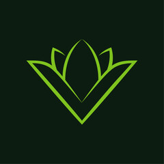 Minimalist Lotus with Letter V Logo