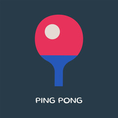 Design for ping pong, racket and ball. Table tennis tournament, championship, ping pong competition, indoor sports games. Template for poster, flyer, banner. Flat vector illustration eps 10.