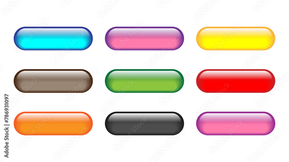 Aufkleber set of rectangle colored web buttons. set of modern buttons for web site and ui. vector button illus