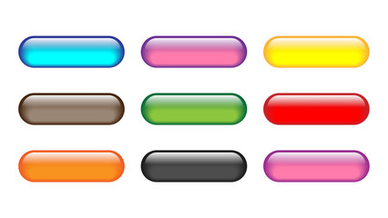 Set of rectangle colored web buttons. Set of modern buttons for web site and ui. Vector button illustrations for web site and ui.