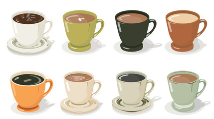 Cup coffee tea flat vector isolated on white background