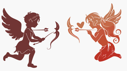 Cupid  Girl. Isolated on white background Vector illustration