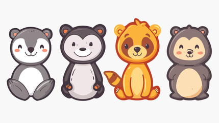 Cute animal character vector icon for sticker and background