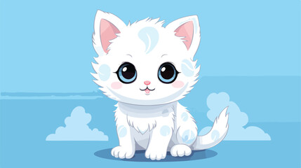 Cute Baby Cat Vector Illustration. Infantile Style Ha