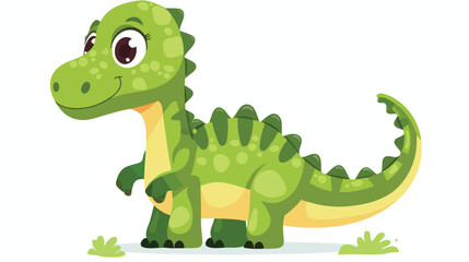 Cute baby dinosaur funny green dino character 