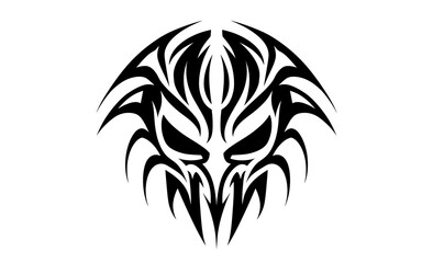 Demon tattoo vector illustration. Tribal symbol, skull, sketch, mythology