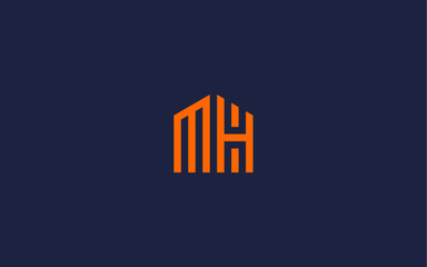 letter mh with house logo icon design vector design template inspiration