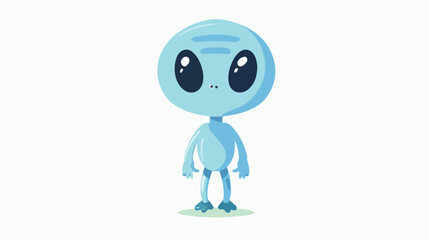Cute blue alien semi flat color vector character. Sta