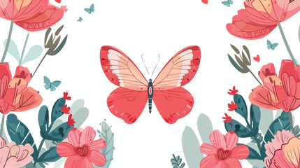 Cute butterfly card. Happy Valentines day card background