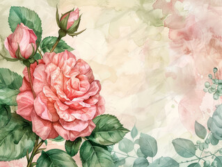 Elegante sfondo in stile  acquerello di ortensie in fiore con sfondo in carta vintage 
