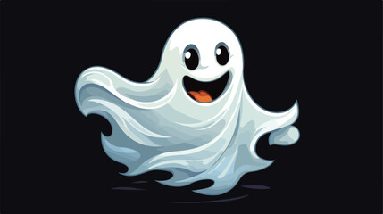 Cute Cartoon Ghost Halloween Logo Vector Illustration