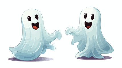 Cute Cartoon Ghost Halloween Logo Vector Illustration