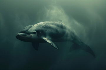 A scene depicting the graceful underwater dance of the vaquita, the worlds most endangered marine - obrazy, fototapety, plakaty