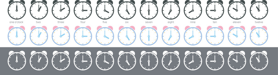 Clock expressed by time (24 hours a day)