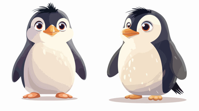 Cute cartoon penguin on a white background Vector illustration