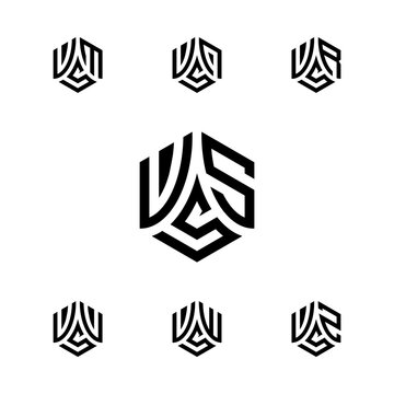 VSS Hexagon Lettermark Logo Set..
