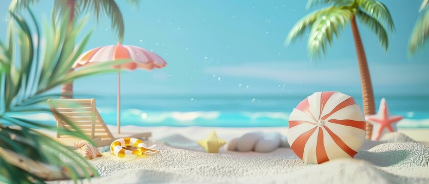The concept of summer time in 3D.