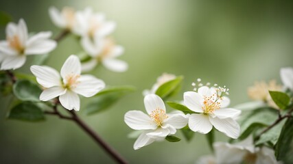 Obraz na płótnie Canvas A delicate Tung Blossom, pure white against a backdrop of lush greenery
