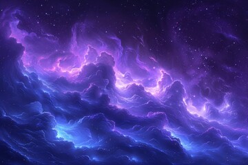 A striking image of deep violet stratospheric clouds against a midnight blue sky, creating an enigmatic and mysterious ambiance with a hint of starlight