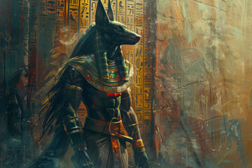 A depiction of Anubis, the Egyptian god of the afterlife, endorsing a cutting-edge security system,