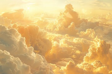 Subtle beige and soft yellow stratospheric clouds blending into a golden sky, creating a delicate and elegant early morning scene