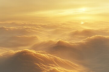 Subtle beige and soft yellow stratospheric clouds blending into a golden sky, creating a delicate and elegant early morning scene