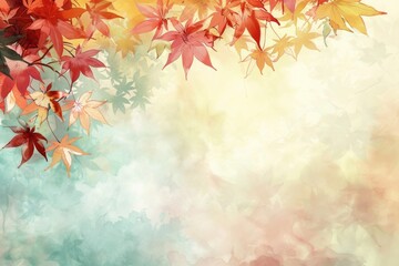Colorful fall leaves background. Watercolor illustration. AI generative - 786939897
