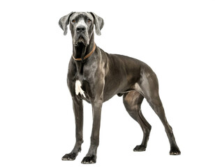 Deutsche Dogge auf vier beinen isoliert auf weißen Hintergrund, Freisteller 