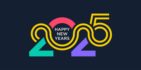 Happy new year 2025 design vector. colorful and trendy new year 2025 logo design template