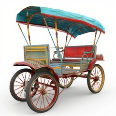 Asian rickshaw on white background