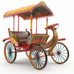 Asian rickshaw on white background