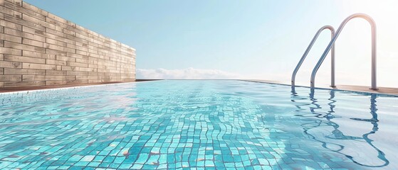 3D rendering of swimming pool during summer vacations.