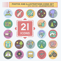 Icon Set Photos and Illustrations. related to Design and Art symbol. color mate style. simple design illustration