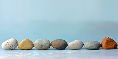 Tranquil Blue High-Quality Stones on Blue Background