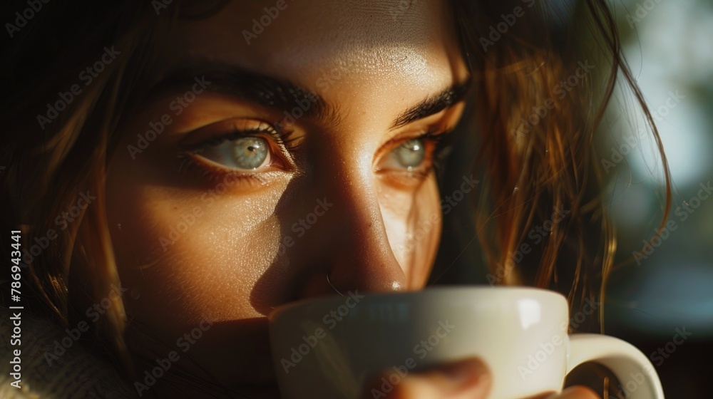 Poster close up of a person holding a cup, versatile image for various projects