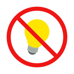 No Light Bulb Sign on White Background