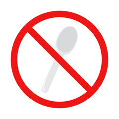 No Spoon Sign on White Background