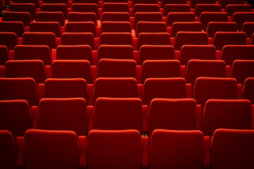 Obraz premium rows of red seats in the cinema