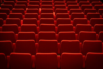 rows of red seats in the cinema