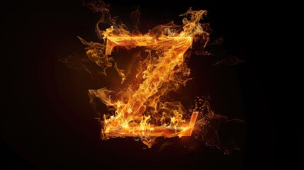 A fiery letter Z against a dark backdrop. Perfect for graphic design projects