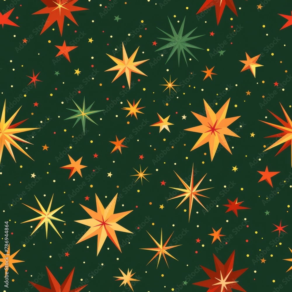 Poster A vibrant green background filled with sparkling stars. Perfect for adding a magical touch to any design project