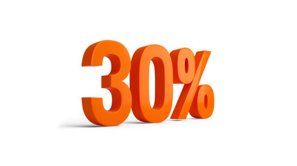 3d number 30% in bold orange on a transparent background