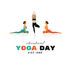 international yoga day wishing or greeting  social media wishes post, yoga day, character, pose, template, vector, illustration  