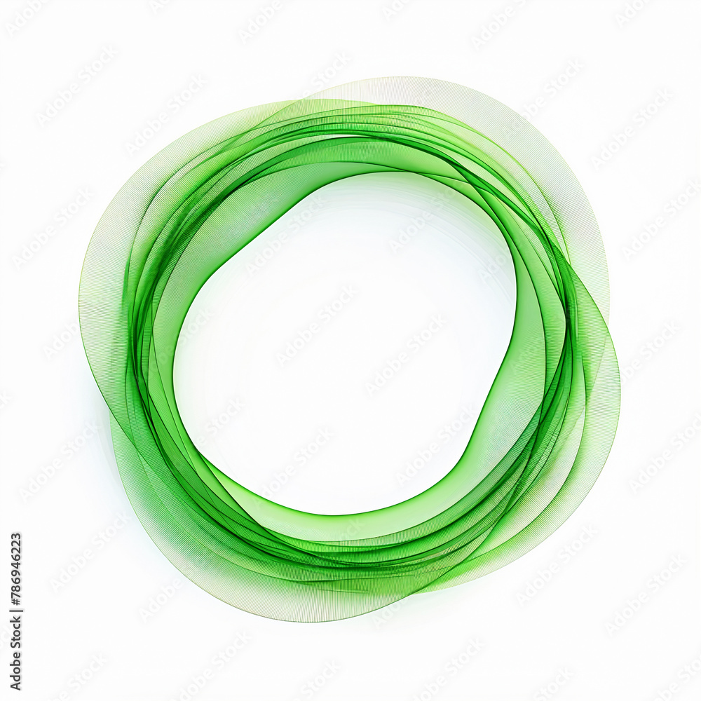 Poster circular wavy green lines on a white background. abstract background frame. generative ai