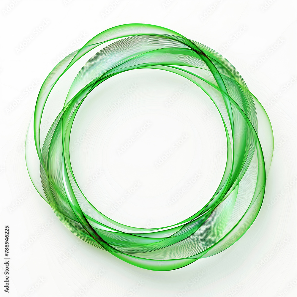 Poster circular wavy green lines on a white background. abstract background frame. generative ai