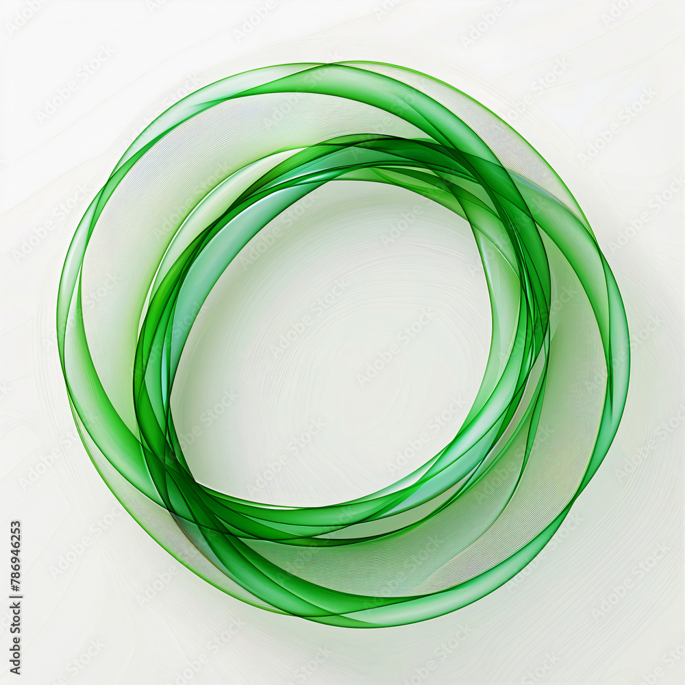 Poster circular wavy green lines on a white background. abstract background frame. generative ai
