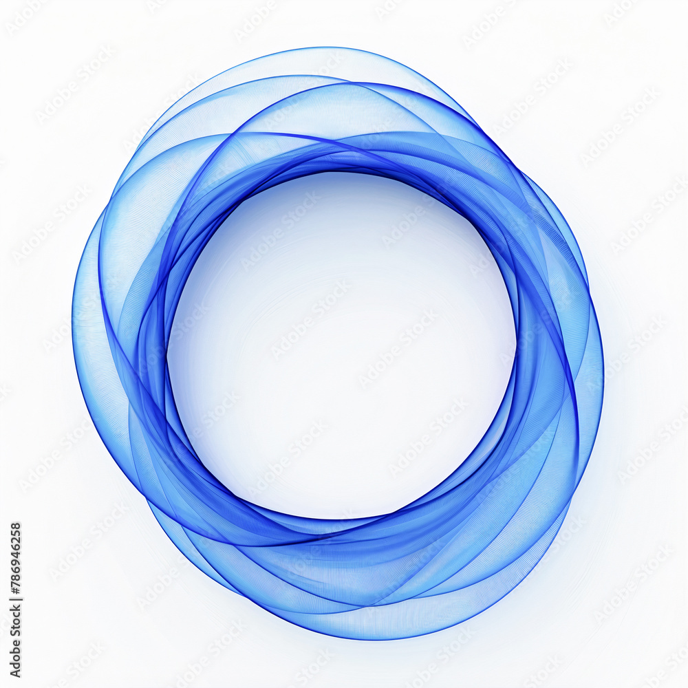 Poster circular wavy blue lines on a white background. abstract background frame. generative ai