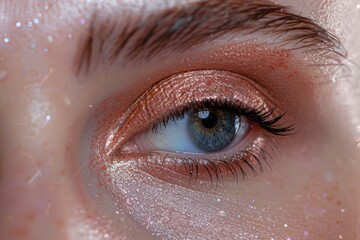 Close up of a person's eye with glitter, suitable for beauty or fashion concepts