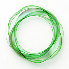 Circular wavy green lines on a white background. Abstract background frame. Generative AI